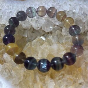 Fluorite Elastic Beaded Bracelet